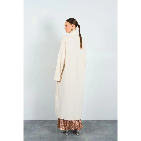 Önü Açık Şal Yaka Hırka  Krem