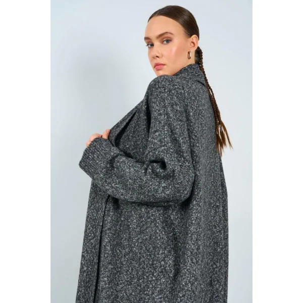 Önü Açık Şal Yaka Hırka  Siyah