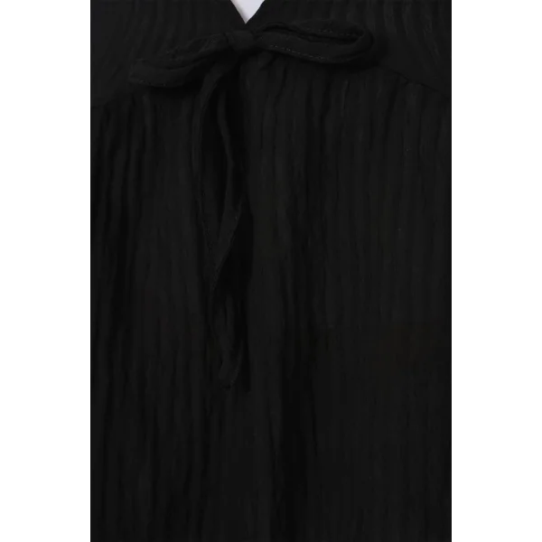 Önü Bağcıklı Uzun Kol Bluz 946 - Siyah