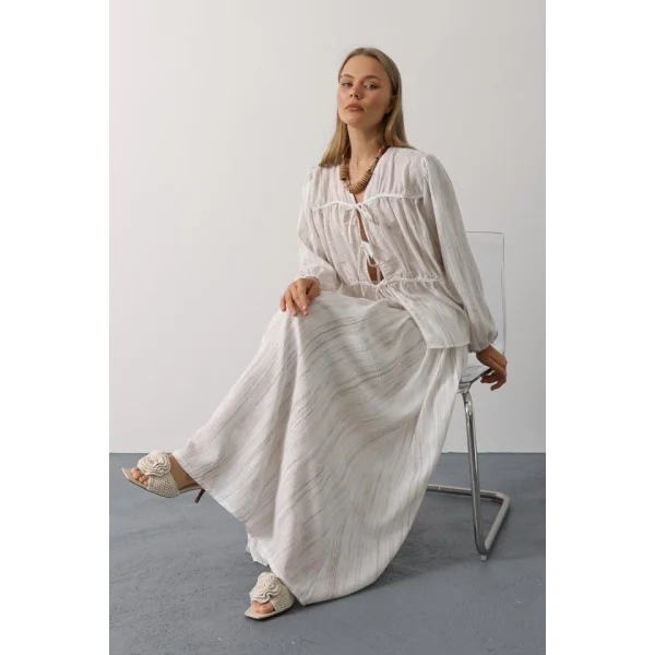 Önü Bağlamalı Etekli Takım - Taş