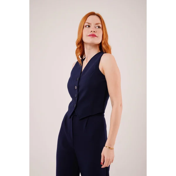 Önü Düğmeli acivert Yelek