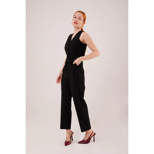 Önü Düğmeli iyah Yelek