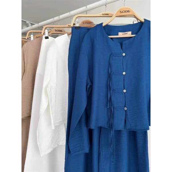 Önü İnce Kordon Detaylı Ve Double Paça Pantolonlu Takım 10180