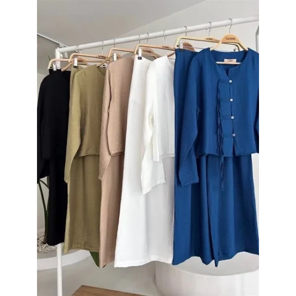 Önü İnce Kordon Detaylı Ve Double Paça Pantolonlu Takım 10180