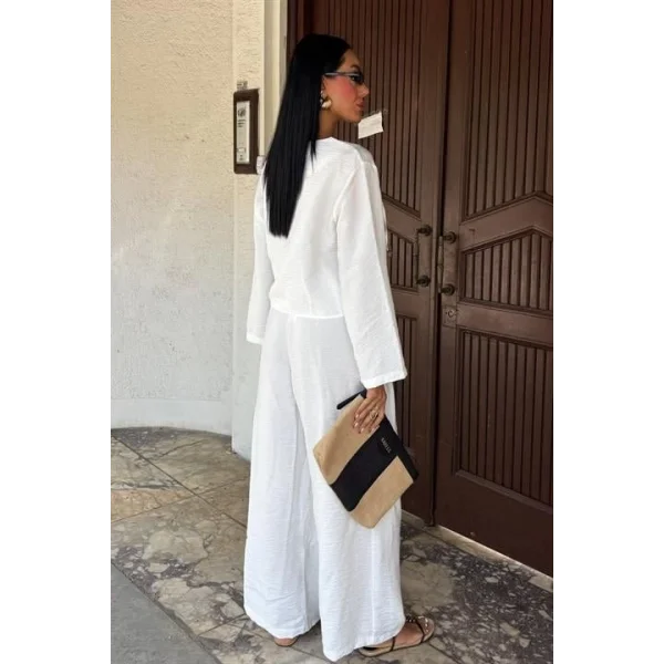 Önü İnce Kordon Detaylı Ve Double Paça Pantolonlu Takım 10180