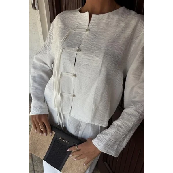 Önü İnce Kordon Detaylı Ve Double Paça Pantolonlu Takım 10180