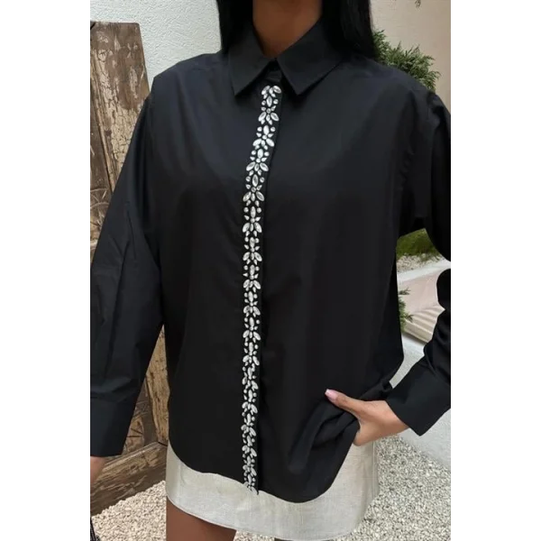 Önü Şerit Taşlı Gömlek 3448