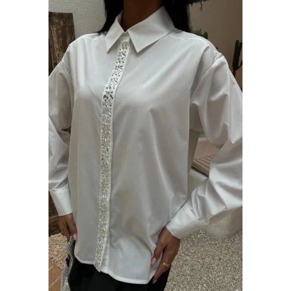 Önü Şerit Taşlı Gömlek 3448