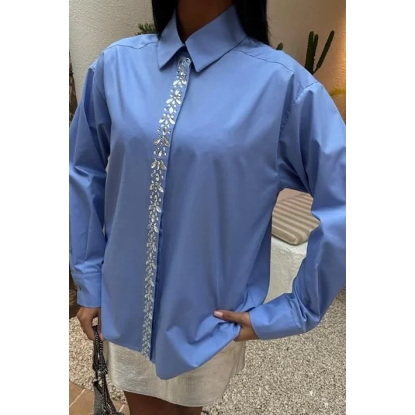 Önü Şerit Taşlı Gömlek 3448