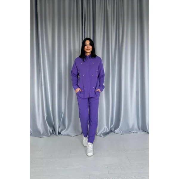 or 3 Taş otifli Gömlek Ve Pantolon Takım