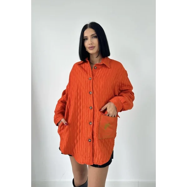 Oranj Cepli Kapitone Gömlek
