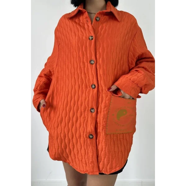 Oranj Cepli Kapitone Gömlek