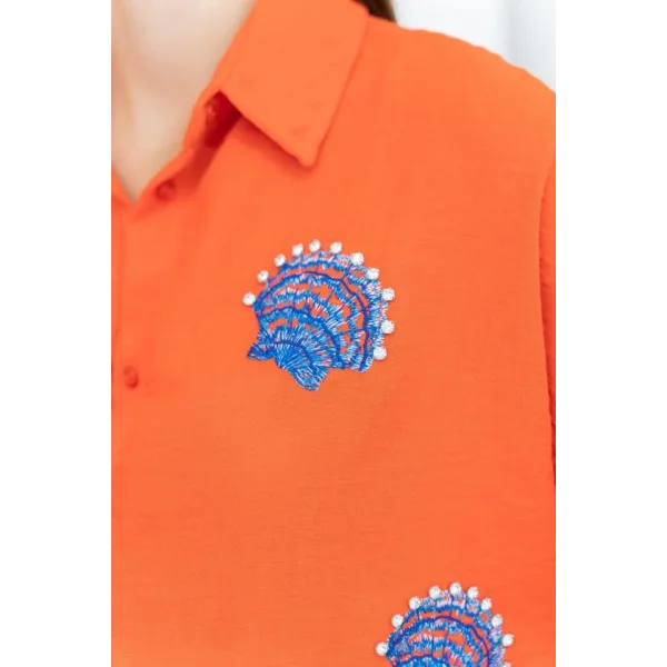 Oranj Deniz Kabuk Desenli Gömlek