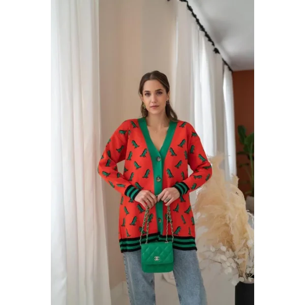 Oranj Desenli Hırka