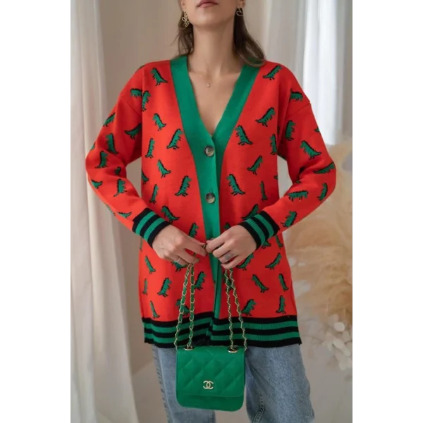 Oranj Desenli Hırka