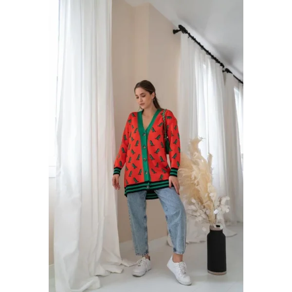 Oranj Desenli Hırka