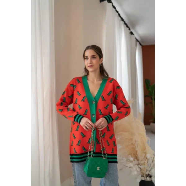 Oranj Desenli Hırka