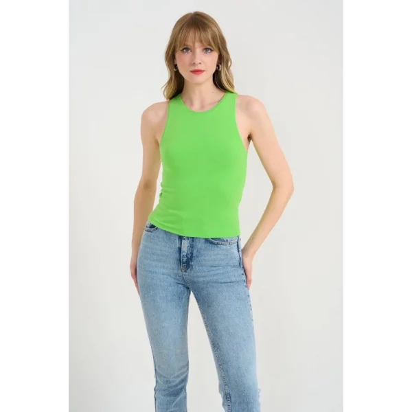 Örme Bisiklet Yaka Atlet - Yeşil