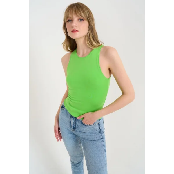 Örme Bisiklet Yaka Atlet - Yeşil