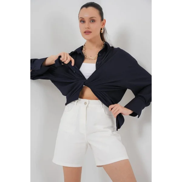 Örme Oversize Gömlek 20264 - Lacivert