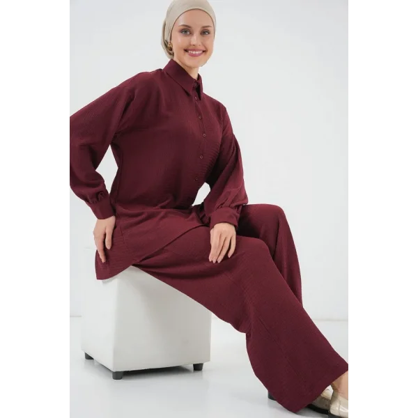 Örme Tesettür Alt Üst Takım 6711 - Bordo