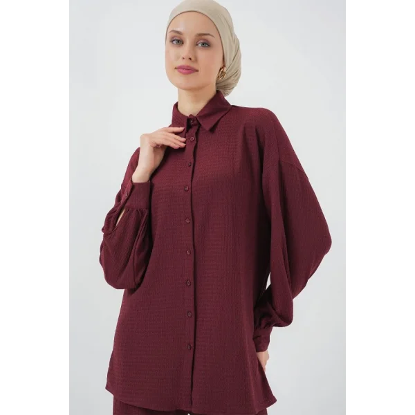 Örme Tesettür Alt Üst Takım 6711 - Bordo