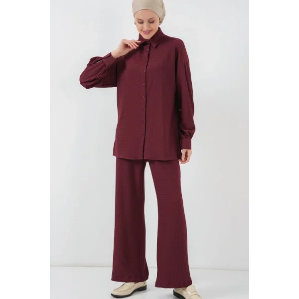 Örme Tesettür Alt Üst Takım 6711 - Bordo