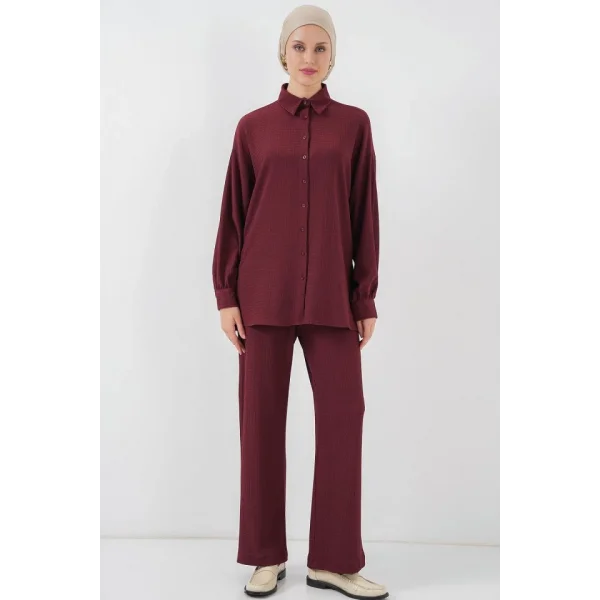 Örme Tesettür Alt Üst Takım 6711 - Bordo