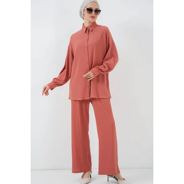 Örme Tesettür Alt Üst Takım 6711 - Gül Kurusu