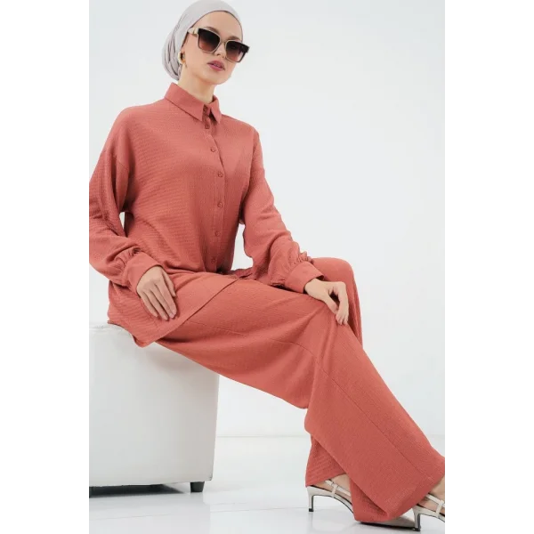 Örme Tesettür Alt Üst Takım 6711 - Gül Kurusu