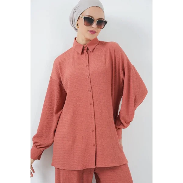 Örme Tesettür Alt Üst Takım 6711 - Gül Kurusu