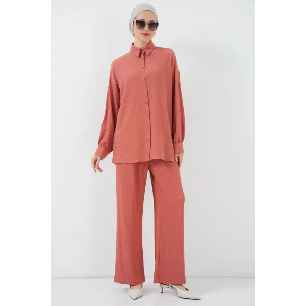 Örme Tesettür Alt Üst Takım 6711 - Gül Kurusu