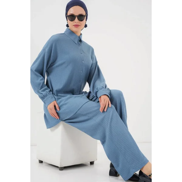 Örme Tesettür Alt Üst Takım 6711 - İndigo