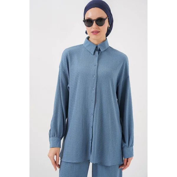 Örme Tesettür Alt Üst Takım 6711 - İndigo