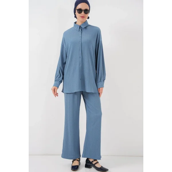 Örme Tesettür Alt Üst Takım 6711 - İndigo