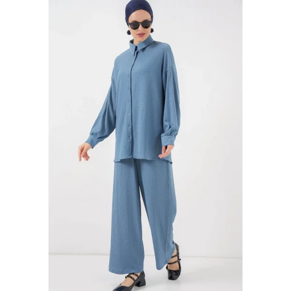 Örme Tesettür Alt Üst Takım 6711 - İndigo