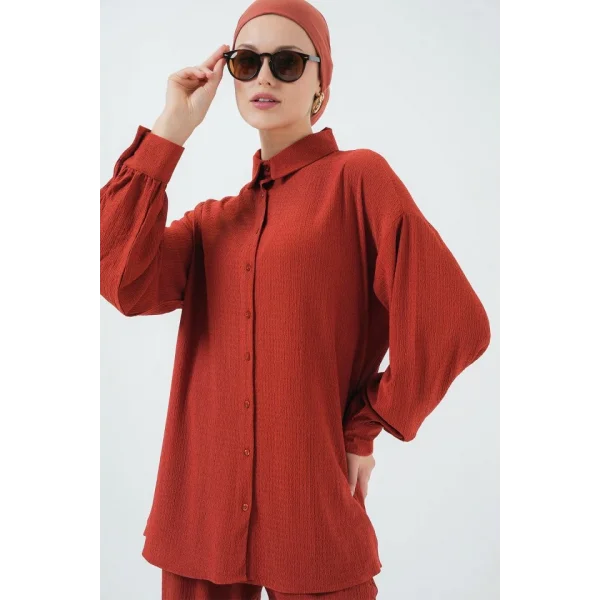 Örme Tesettür Alt Üst Takım 6711 - Kiremit