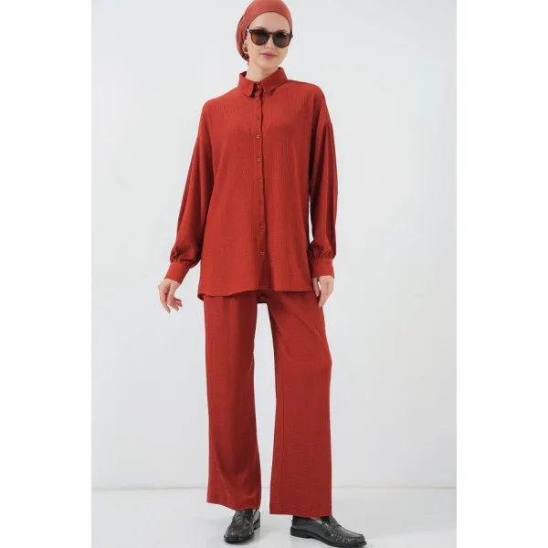 Örme Tesettür Alt Üst Takım 6711 - Kiremit