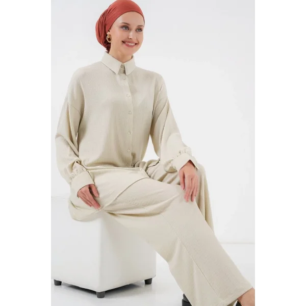 Örme Tesettür Alt Üst Takım 6711 - Taş