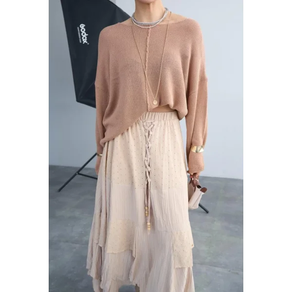 Ortadan Şeritli Kazak - Bej