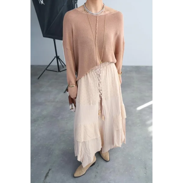 Ortadan Şeritli Kazak - Bej