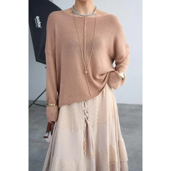 Ortadan Şeritli Kazak - Bej