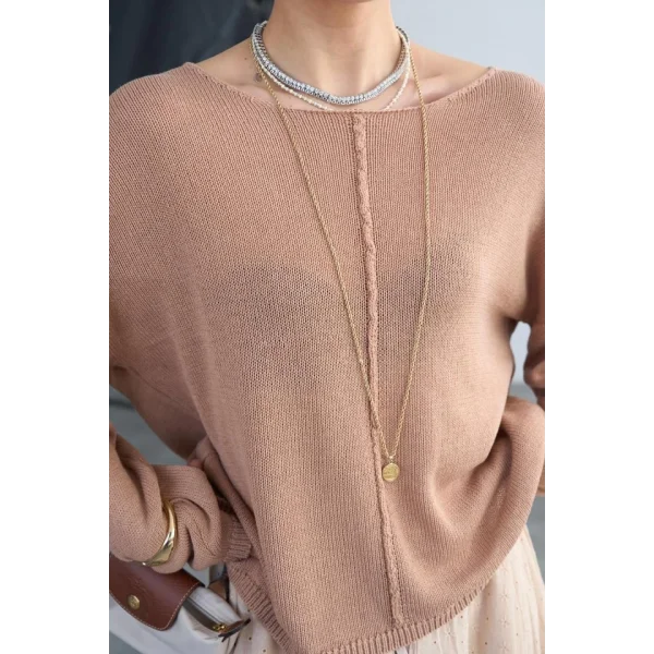 Ortadan Şeritli Kazak - Bej