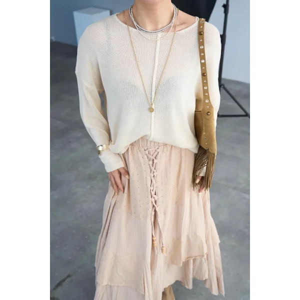 Ortadan Şeritli Kazak - Vanilya