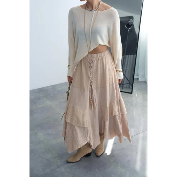 Ortadan Şeritli Kazak - Vanilya