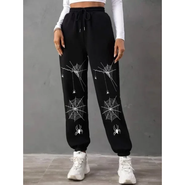 Örümcek Baskılı Eşofman Altı - Siyah