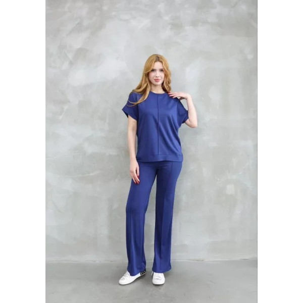 Osy Modal Yumuşak dokulu Kumaş Bisiklet Yaka Kısa Kollu Takım - Lacivert