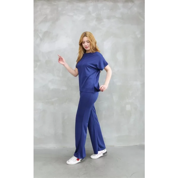 Osy Modal Yumuşak dokulu Kumaş Bisiklet Yaka Kısa Kollu Takım - Lacivert