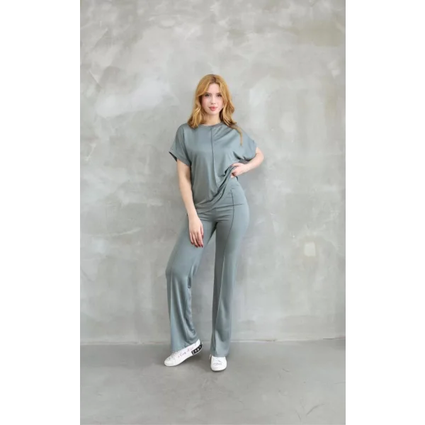 Osy Modal Yumuşak dokulu Kumaş Bisiklet Yaka Kısa Kollu Takım - Mint Yeşili