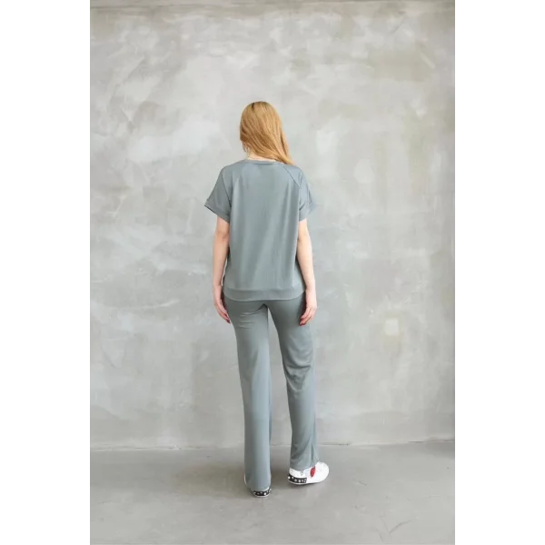 Osy Modal Yumuşak dokulu Kumaş Bisiklet Yaka Kısa Kollu Takım - Mint Yeşili